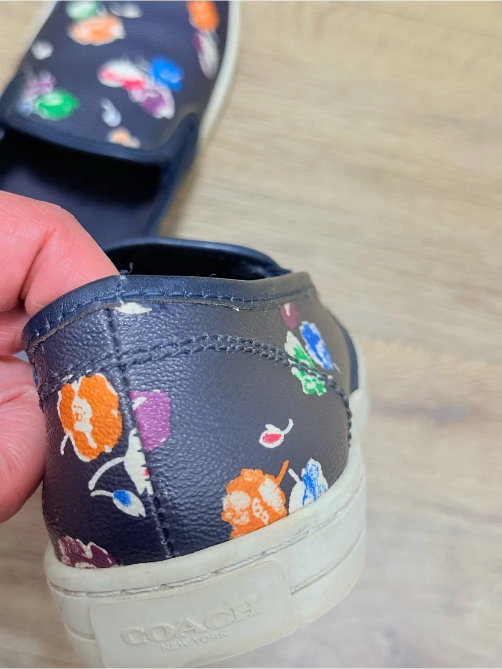 Coach Navy Floral Slip-On Sneakers